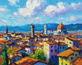 Florenz Italien Original Ölgemälde Impasto Kunstwerk Duom Toskana Stadtbild Wandkunst
