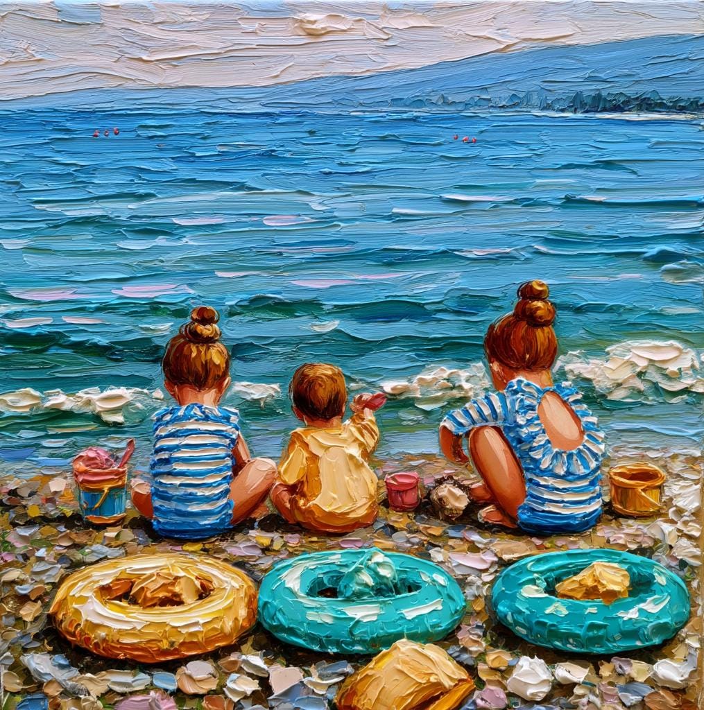 Three Girls on Beach Painting - Etsy Canada