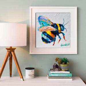 Bumble Bee Oil Painting Impasto Original Art Honey Bee Artwork Unique ...
