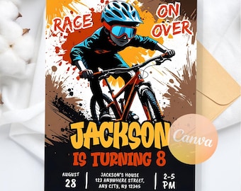 Dirt Bike Birthday Invitation, Dirt Bike Adventure Invite, Motocross Birthday Invite, Motorbike Invite, Instant Download, Editable Canva