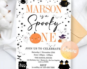 Halloween Birthday Invitation, Halloween Invitation, Spooky birthday Invite, Spooktacular Party, Instant Download, Editable Canva Template