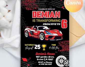 Editable Race Car Birthday Invitation, Race Car Party Invites, Sport Race Car Invite, Race Car Invitation, Boys Invitation, Car Birthday