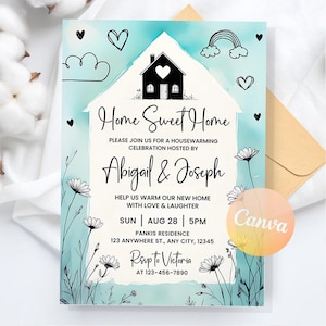 Housewarming Party Invitation, Home Sweet Home Invite, Celebration New Home, New Apartment, Housewarming Invite, Editable Canva Template