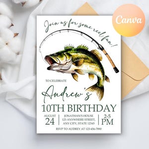 Editable Fishing Birthday Invitation Template, Fishing Invite, Fish Birthday invitation, Reel in the Fun, Boy Birthday Invitation Printable