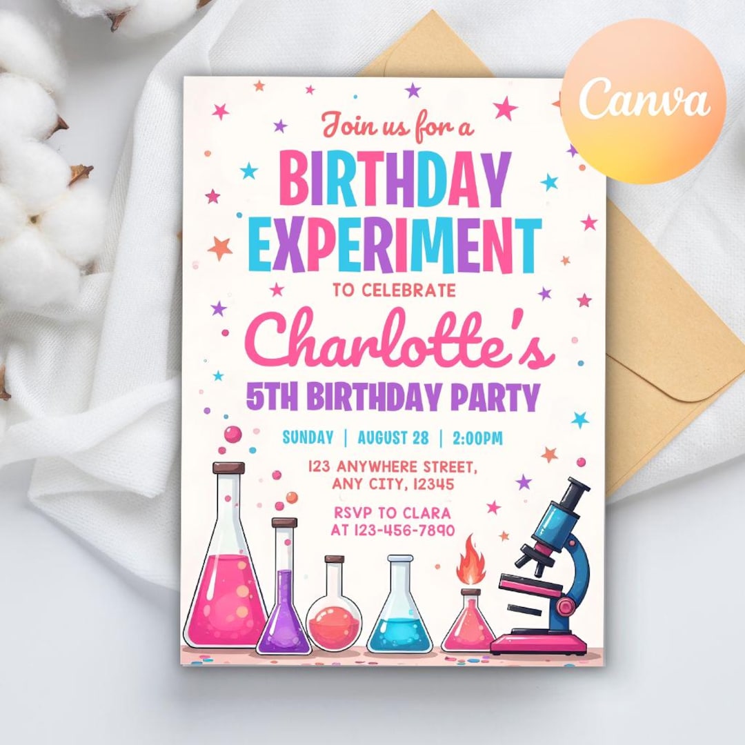 Mad Science Birthday Invitation, Girl Science Party Invitation, Lab ...