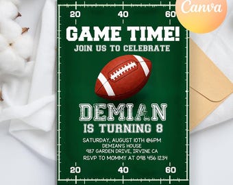 Invito per festa di compleanno a tema football, invito a tema football, invito per festa sportiva, invito a partita di football, invito a touchdown football