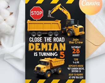 Construction Birthday Party invitation, Construction Invitation, Construction invites, Dump Truck invitation, Dump Truck Birthday invitation