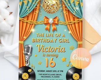 Life Of A Birthday Girl Invitation, Showgirl In My Birthday Era Party Invite, Instant Download, Editable Canva Template