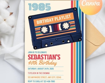 80s Party Invitation, Back to the 80s, Throwback Party, Retro Birthday Invitation, Hip Hop Invite, Printable Invite Editable Canva Template