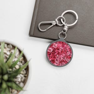 Romantic Rose Keyring Tag, Floral Gift, Wedding Favor, Personalized Accessory, Valentine&#39;s Day Gift, Keychain for Her