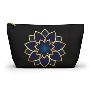 Elegant Lotus Design Accessory Pouch, Stylish Makeup Bag, Flower Print Organizer, Travel Essentials, Gift for Her, Versatile Storage