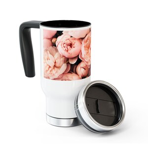 Floral Stainless Steel Travel Mug, Perfect for Coffee Lovers, Gift for Her, On-the-Go Hydration, Mother&#39;s Day, Floral Design