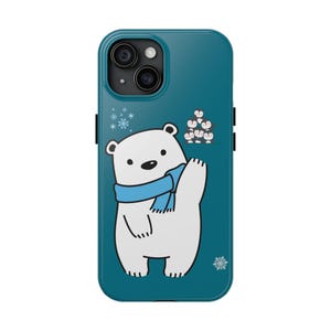 Cute Polar Bear Phone Case, Animal Lover Gift, Winter Protection Case, Holiday Smartphone Accessory, Fun Kids Tech Gear