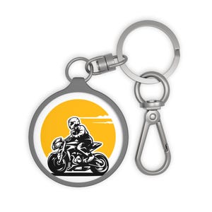 Motorcycle Enthusiast Keyring Tag, Vintage Biker Gift, Motorcycle Accessory, Riding Key Chain, Father&#39;s Day Gift