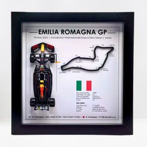 Max Verstappen 2025 Emilia-Romagna GP Win | Imola F1 3D Track Frame | Red Bull Racing Collectible | Formula 1 Gift | F1 Wall Art