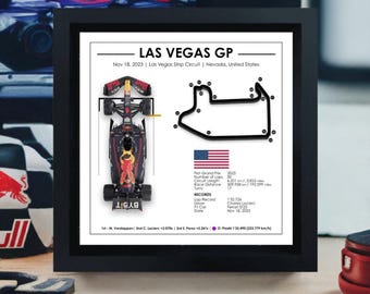 Marco de colección de F1 impreso en 3D del GP de Las Vegas de Max Verstappen