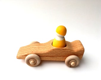 Oak Race Car for Grimm's Rainbow Friends or Grapat Nins