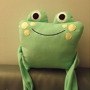 Frog Plush Pillow Pet in Soft Green 