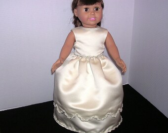 Elegant American Girl doll cream colored bridal satin ball gown