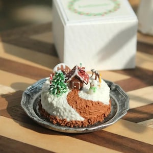 Mini Weihnachtskuchen~Mini Kuchen~Mini Food~1:12~Puppenhaus Essen~Mini Restaurant~Mini Dollhouse~Geschenk für meine Tochter