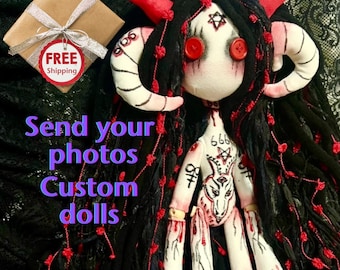 Custom Spooky Style Mini Me Doll,Personalized Button Eyes Look-Alike,Custom special shape doll,Handmade Art Doll,Halloween Gifts for Him/Her