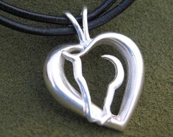 Sterling Silver Hearts ' N Horses Pendant