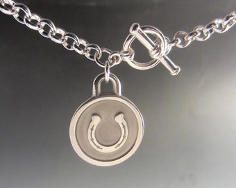 Engravable Horse Shoe Necklace With Toggle Clasp