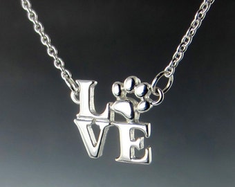 I Love Paws Silver Necklace