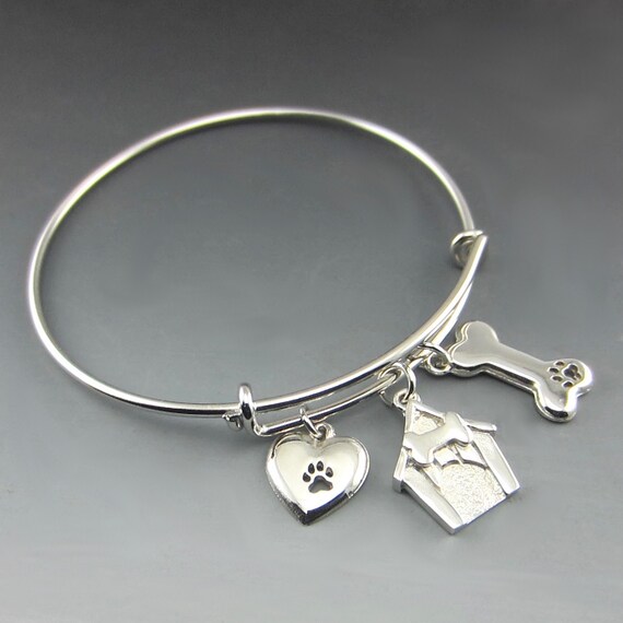 Engraved Paw Print Necklace with Bone Charm Rhodium-plated Sterling Silver Engraved Paw Print Necklace with Bone Charm Rhodium-plated Sterling Silver