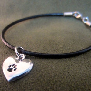 Paw On My Heart Charm on Leather Bracelet
