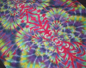 Tie-Dyed Silk "Double Fractal", Original Hand-Dyed Wall Hanging (34"W X 52"H)