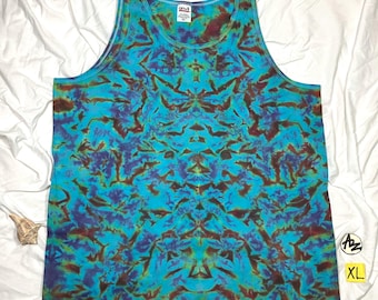 Hand-Dyed XL "Euphotic Zone" Tank Top, Men's/Unisex, Original Tie-Dye