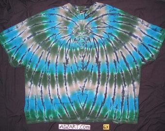 6X 'Spider with Blue & Green', Tee, Hand-Dyed Original