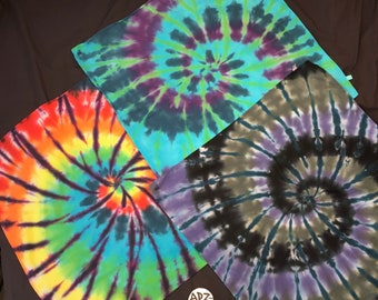 Tie-Dyed Bandannas, Bigger: 26” x 26”, 100% Cotton, Hand Dyed