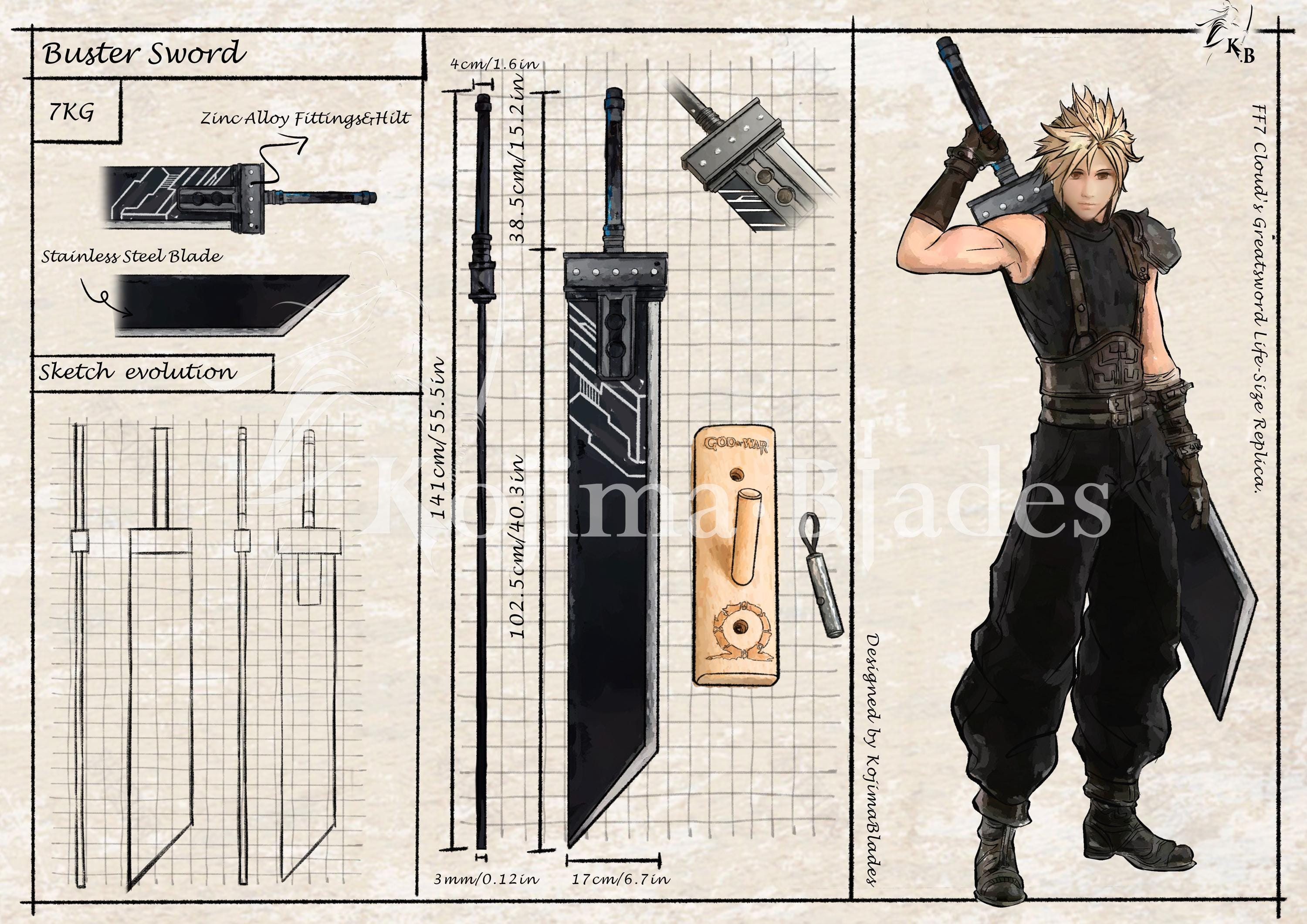 Buster Sword Life-size Replica, Final Fantasy VII, Cloud Sword Cosplay ...