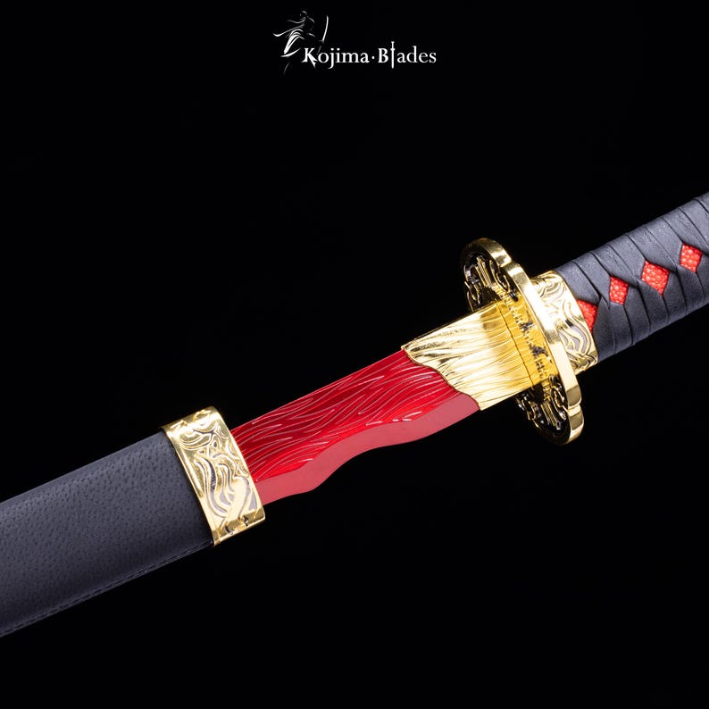 Rivers of Blood Metal Katana Prop | Full Tang Hand Forged Steel Art | Elden Ring Decor | 1:1 Scale Cosplay Prop | Soulsborne Fan Art image 3
