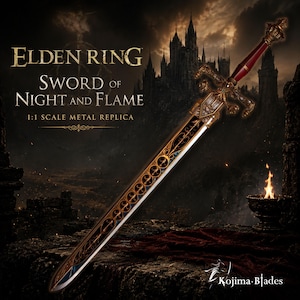 Anello Elden Nightreign in metallo/resina a grandezza naturale, accessorio per cosplay, Spada della Notte e della Fiamma, regalo per gamer per lui e per lei [Realizzato su ordinazione, acconto del 50%]