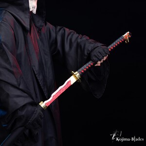 Rivers of Blood Metal Katana Prop | Full Tang Hand Forged Steel Art | Elden Ring Decor | 1:1 Scale Cosplay Prop | Soulsborne Fan Art image 9