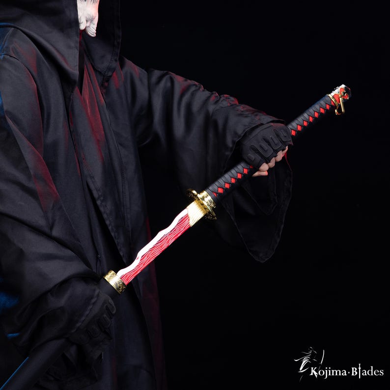 Rivers of Blood Metal Katana Prop | Full Tang Hand Forged Steel Art | Elden Ring Decor | 1:1 Scale Cosplay Prop | Soulsborne Fan Art image 9