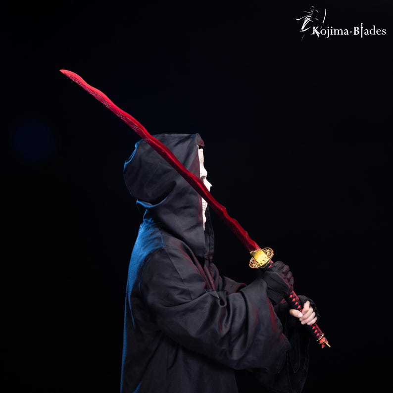Rivers of Blood Metal Katana Prop | Full Tang Hand Forged Steel Art | Elden Ring Decor | 1:1 Scale Cosplay Prop | Soulsborne Fan Art image 12