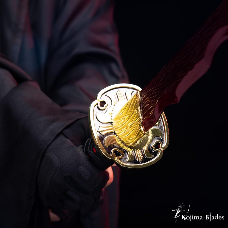 Rivers of Blood Metal Katana Prop | Full Tang Hand Forged Steel Art | Elden Ring Decor | 1:1 Scale Cosplay Prop | Soulsborne Fan Art image 6