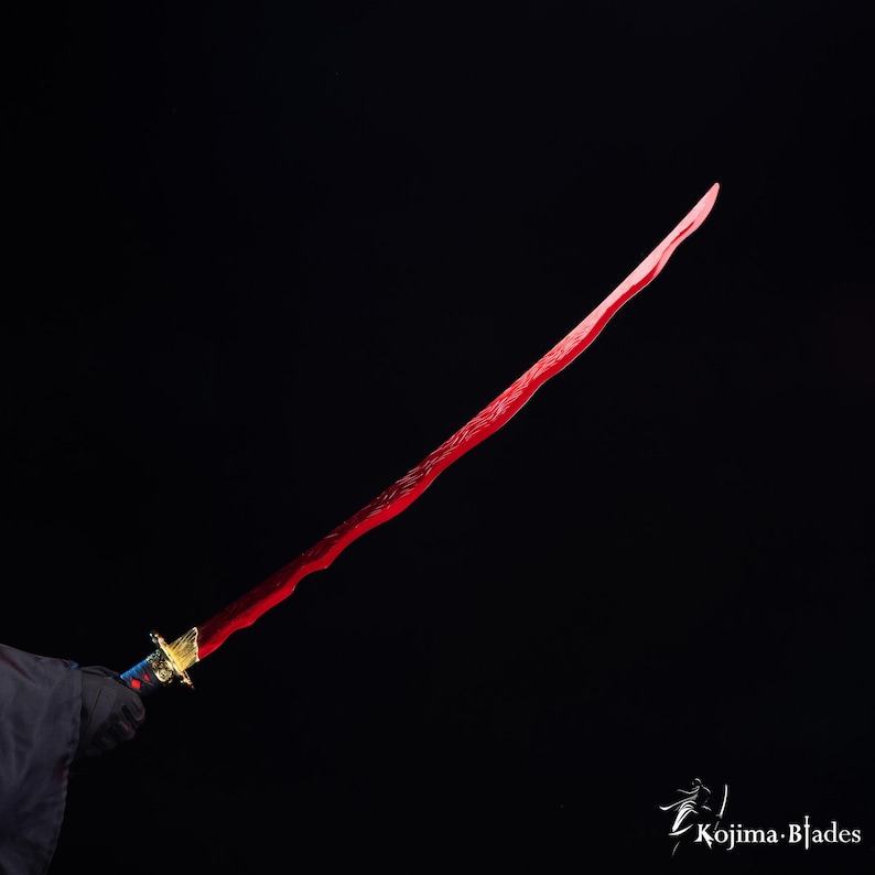 Rivers of Blood Metal Katana Prop | Full Tang Hand Forged Steel Art | Elden Ring Decor | 1:1 Scale Cosplay Prop | Soulsborne Fan Art image 8