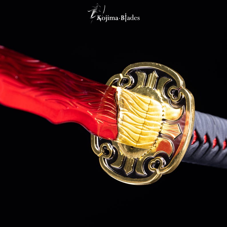 Rivers of Blood Metal Katana Prop | Full Tang Hand Forged Steel Art | Elden Ring Decor | 1:1 Scale Cosplay Prop | Soulsborne Fan Art image 2