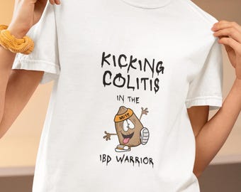 IBD Warrior T-Shirt Kicking Ulcerative Colitis & Crohn's tshirt Bowel Awareness Tee Spoonie Shirt