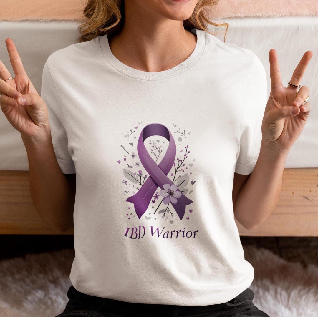IBD Warrior T-shirt Purple Ribbon Awareness Top for Ulcerative Colitis ...