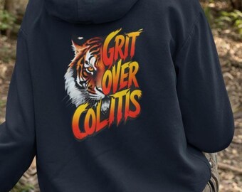 Grit Over Colitis Awareness Hoodie IBD Ulcerative Colitis Warrior Support Purple Ribbon Spoonie Sweater