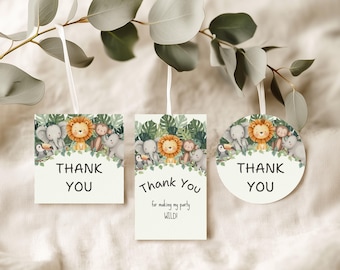 Safari Jungle Birthday Favor Tags: Wild One Party Decor (Digital Download)