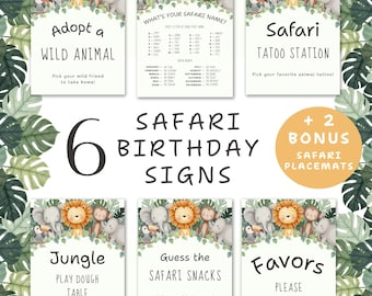 Safari-verjaardagsfeestjes: jungle-activiteitenpakket | Bewerkbare canva-sjabloon (digitale download)