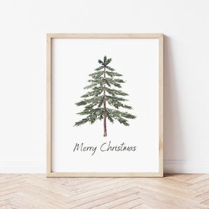 Watercolor Christmas Tree Poster, Neutral Decor, Christmas Wall Art, Minimalist Christmas, Printable Art, Xmas Wall Art, Digital Download