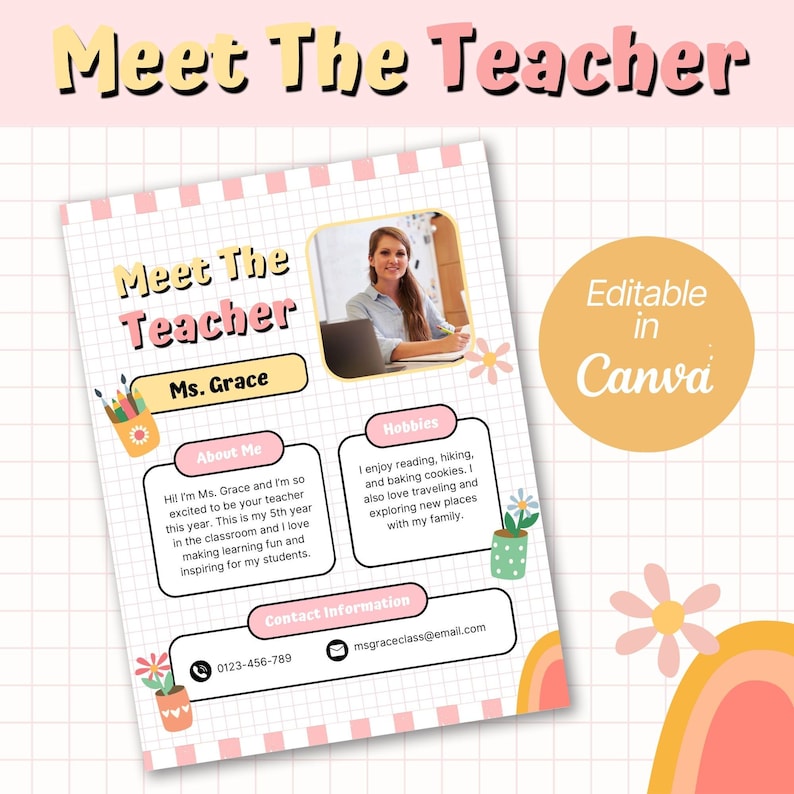 Editable Meet the Teacher Template: Back to School Printable (canva ...